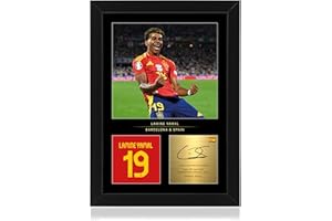 WIN FC Lamine Yamal Gerahmtes Foto, A4, Reproduzierte digitale Signatur, Geschenk für Spanien und Barcalona Fans