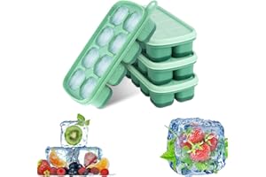 bedee Ice Cube Tray with Removable Lid, 4 Packs Hangable Silicone Ice Cube Mould, BPA-Free & Odorless, Fruit and Vegetable Shaped, 8 Large Freezer Ice Cubes Ideal for Whiskey, Cocktail…