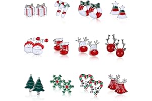 Naler 12 Paia di Orecchini Natalizi per Donna Set di Gioielli Regali per Le Donne Ragazze Bambini Costume di Decorazione Festa di Natale