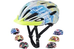 ONBROS Kids Bike Helmet for Boys & Girls Ages 5-7-9-10-12-14 Adjustable Kid Cycle Helmet with Visor & Light, Lightweight & Safe for Cycling Scooters and Skating 50-57cm