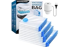 LOVPIS Sac Sous Vide Vetement Aspirateur avec Pompe Électrique, lot de 11 (2 Jumbo, 3L, 3M, 3S), Sac de Rangement Sous Vide Aspirateur Réutilisables pour Pulls, Chemises, Voyages