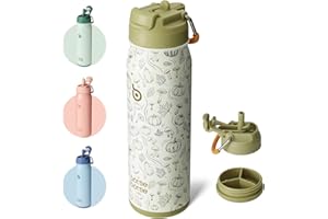 BOTTLEBOTTLE BOTTLE BOTTLE Borraccia sportiva da 680,4 g, in acciaio inox, con cannuccia e portapillole (zucca)