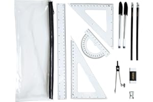 Simexo GCSE Exam Stationery Set – Back to School Kit with Clear Pencil Case, Pens, Geometry Set, Protractor, Compass, Pencils & Ruler – All-in-One Exam Essentials