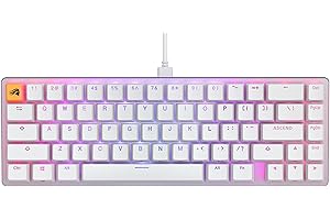 GLORIOUS PC GAMING RACE Glorious Gaming GMMK 2 Compact (65%) – klawiatura mechaniczna, kompaktowy TKL, obudowa aluminiowa, konfigurowalna, klawisze doubleshot, przełączniki Fox, RGB, amerykański układ QWERTY - Biały