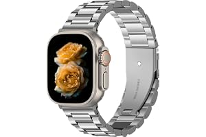 Rostfritt Stålarmband Compatible with Apple Watch för Kvinnor & Män 38/40/41/42/44/45/46/49mm – Dubbelknapps Fällspänne för i