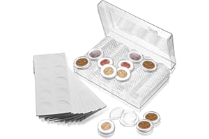 Konesky Scatola Porta Monete, 100 Pezzi Contenitore per Capsule in Plastica Collezione di Monete con Scatola Organiz