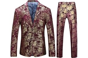 Allthemen Abito da Uomo in 2 Pezzi Slim Fit Casual Wedding Business Cena Jacquard Vestito Completo Giacche Blazer Pantaloni
