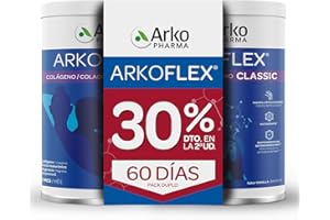Arkopharma Arkoflex Colágeno Classic Vainilla Duplo 360+360 g, buen Funcionamiento de Huesos, Cartílagos y Piel, Ácido Hialurónico, Magnesio y Vitamina C
