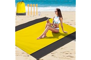 Sancen Manta de Playa XXL - 210x200 cm - Amarillo - Poliéster - Resistente al Agua - Ideal para Playa, Picnic, Camping y Viajes