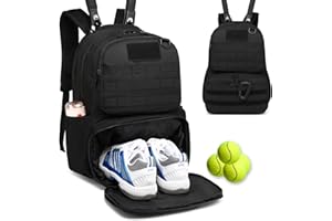 BlesMaller Plecak tenisowy z kieszenią na buty i ochroną rakiety, taktyczna torba tenisowa dla kobiet/mężczyzn torba sportowa