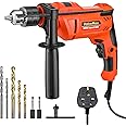 ValueMax Electric Drill, 900W Dual Purpose Electric Corded Variable Speed, 1/2'' Chuck, Impact Drill with 3 pcs HSS Bits & 2 pcs Cement Bits, Ideal for Home, Garden, DIY etc, Orange