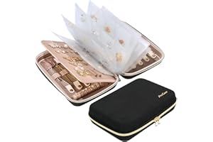 ProCase Pudełko na biżuterię Podróżna torba na biżuterię EVA z przezroczystą kieszenią i zamkami błyskawicznymi, organizer damski na kolczyki, naszyjniki, bransoletki - czarny