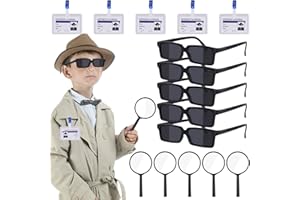 XIHIRCD Detective Party Favors, 15pcs Detective Set Eyeglasses Magnifying Glasses Name Tag Secret Agent Kid Detective Game Toy Kit Escape Room Party Favors