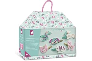 Janod - Set of 6 hair clip to Create - Cat and Dog - Children's Creative Leisure Kit - Fine motor skills and creativity - From 5 years - J09181