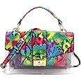 Multicolor Snake Print Pouch Clear Chain 2 Way Shoulder Bag Crossbody Stadium