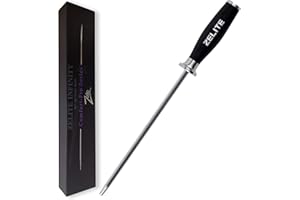 ZELITE INFINITY Zelite Tige Aiguiseur Couteaux Professionnel de 25cm, Affuteur Couteau, Fusil a Aiguiser en Carbone, Aiguisage de Couteaux Résistant aux Taches et Rouille, Eguiseur de Couteau, Poignée Ergonomique ABS