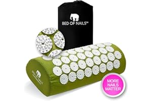 BED OF NAILS Original Acupressure Pillow — 2,142 Pressure Points — Acupuncture Bolster Massage Pillow for Neck and Shoulder Pain, Stress & Back Pain Relief — Carry Bag, 38 x 15 x 10 cm, Green