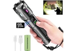 JAY-PARK Lampe Torche LED Ultra Puissante 1000000 Lumens, Rechargeable, Longue Portée, 5 Modes D'éclairage, Zoomable