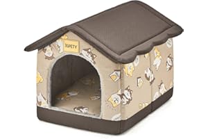 Jiupety Casa de cama acogedora para mascotas, casa de mascotas impermeable para interiores y exteriores, S para gatos y perros pequeños, cama cálida para dormir para gatos y perros, marrón