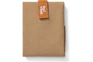 Roll'eat ® | Bolsa Merienda, Porta Bocadillos con Envoltorio Reutilizable, Porta Alimentos Ecológico sin BPA, Bolsa de Tela, Color Marrón - Boc'n'Roll Nature