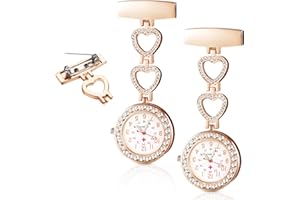 VOKMON 2 Pcs Doctor Pendant Pocket Watch Zinc Alloy Luminous Lapel Watches Clip-on Hanging Nurse Fob Watch Medical Brooch Fob Watch Nursing Watch Fobs Watch for Doctor Nurse Student Staff (Three Options)