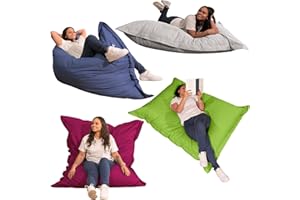 bananair - Puff Exterior Gigante con Relleno de Espuma Incluido - Tela Impermeable y Anti-UV - Cómodo y Versátil - Funda Lavable - Puff/Bean Bag XXL para Jardín (180 x 140 cm, Negro)