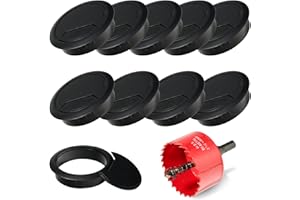 SEWOKON 10 Pcs Desk Grommet 60mm with 60mm Hole Saw, Desk Cable Grommet, Desk Cable Hole Cover, Cable Grommet, Desk Hole Cover(Black)