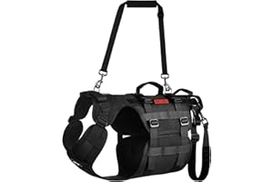 OneTigris Invictus Uprząż do podnoszenia, dla średnich i dużych psów, uprząż bezpieczeństwa z 3 uchwytami, odpinane, regulowane paski na ramiona i tylne pasy na nogi, czarna, XXL