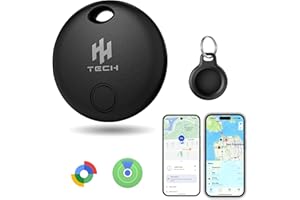 HH-Tech [For iOS and Android Devices] Smart Tracker Tag Dual System, Works with Apple Find My or Google Find Hub, Replaceable Battery, Easily Track Your Wallet, Bag, Luggage, and More (Black Pack-1)
