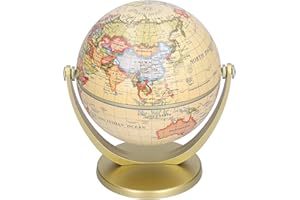 ‎ALVINLITE Alvinlite Mini-Weltkarten-Globus, Vintage, braun, pädagogischer Kinder-Weltglobus, rotierender Erdgeografie-Globus mit Ständer, Kinder-Desktop-Globus für den Schreibtisch zu Hause im Klassenzimmer