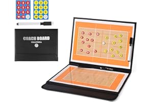Holzsammlung Profi Taktiktafel Volleyball,Faltbares Volleyball Taktikmappe TaktiktafeCoach-Board mit Magnetische Schachfiguren, Stifte