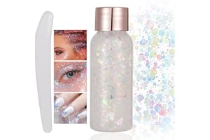 HAOUTDORY Gel Glitter per Viso e Corpo 50ml,Trucco Festival,Carnevale,Halloween, Feste,Gel Brillantini per Occhi, Labbra,Capelli,Pelle,Make Up Sirena,Verde