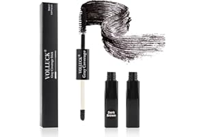 VOLLUCK Retouche Racines Cheveux – Mascara Cheveux Blanc 2-en-1 Double Embout, Couvre Instantanément les Cheveux Gris, Effet Naturel 7 ML (Châtain Foncé)