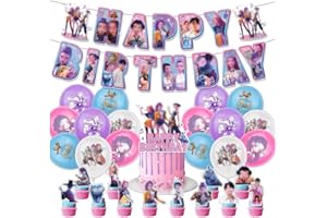 WUJIALINGMM Birthday Party Decorations Dem-ons H_Hunters Party Supplies Include Happy Birthday Banners, Cupcake Toppers, Balloons for Boys Girls Party Decoration