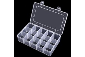 Benbilry Plastic Jewelry Box Organizer Container Storage Box Compartment Organizer with Adjustable Dividers 15 Grids for Beads Jewelry Earring Tool Fishing Hook Small Accessories (15 Grids)