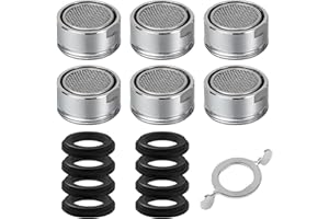 ONGNIUU 6 Pezzi Aeratore Rubinetto, Filtro per Rubinetto Cucina, M24 Rompigetto per Rubinetti, per Rubinetteria da Cucina e da Bagno, incluse 8 Guarnizioni e 1 Chiave Cromata