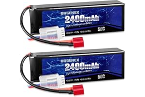 URGENEX 11.1V 2400mAh Lipo Battery 50C High Discharge Rate 3S RC Batteries with Deans T Plug Fit for RC Car Truggy RC Airplane, FPV Drone, UAV Quadcopter and Helicopter 2 Pack