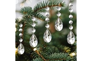 YIEUR 12 stycken solfångare hängande kristallsolfångare med 56 stycken vita girlangpärlor, 38 mm droppe kristallglas ljuskron