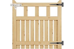 INMOZATA Garden Gate Wooden Pedestrian Gate with Gate Lock and Hinge, 3ft Wide x 3ft High (90cm Wide*90cm High)