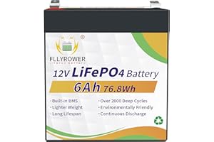 TCBWORTH 12V 6Ah LifePo4 Batterie tiefe Zyklen mit BMS für Trolling Motor Solar RV Haushaltsgeräte Marine Golfwagen Energiereserve Stromversorgung Notbeleuchtung