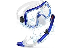 JOVRUN Professional Dry Snorkel Set PC or Upgraded Tempered Glass Lenses Anti-Fog Scuba Diving Mask Wide-Angle Panoramic High Definition Effortless Breathing Ideal for Adults and Youth