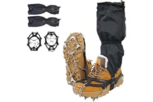 Bingyouth Ice Klampen Steigeisen, Grödel Steigeisen für Bergschuhe, Verdickte Schuhkrallen aus Edelstahl Anti-Rutsch Schuhspikes für Damen Herren für Wandern Klettern Angeln