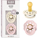Bibs Boheme Natural Rubber Baby Pacifier - Round & Soft Nipple, Gentle Shield Prevents Skin Irritation & Moisture Buildup, 10