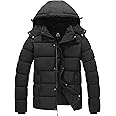 GGleaf Men's Hooded Winter Coat Warm Puffer Jacket Thicken Cotton Coat with Removable Hood, Black, Large
