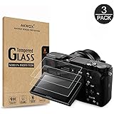 3 Stück Schutzfolie für Sony DSLR Alpha A6000 A6300 A5000 NEX-3 NEX-5 NEX-6 NEX-7 Akwox 0.3mm 9H Härtegrad Panzerglasfolie für Sony Kamera Kratzfest Glasfolie