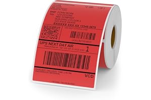 YIKIADA Etiqueta Térmica Roja Vinilo 150 x 100 mm Rollo Perforado Autoadhesivo Térmico Directo Etiqueta de Envío Impermeable para Código de Barras Código QR 250 Piezas