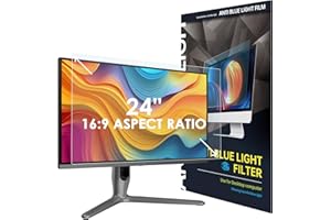 SOPPY 24 Inch Blue Light Blocking Screen Protector, Screen Film for Monitor, 531x298 mm(LxH), Removable Anti Blue Light Filter for 16:9 Aspect Ratio Computer, Easy on/off, Eye Protection