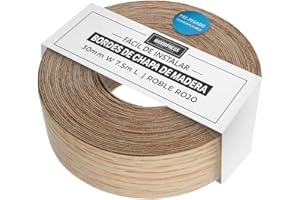 WOODPRESS Euro Roble (30 mm x 7,5 m) Cinta de Chapa de Madera Chapa de Borde/Borde Roble/Europea de Bandas de Borde – pre-glued DIY para Planchar (Hotmelt) Chapa de Tejido y Pulido Borde Rollos