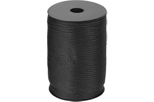 Sourcing Map 4mm Polypropylene Rope, 100m Black Braided Utility Cord for Clothesline, Camping, Hiking, Outdoor Activities