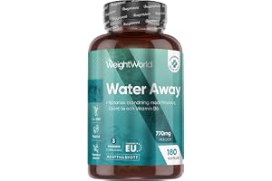 Water Away Kapslar - 11 i 1 Komplex i 3 månader - Med Äppelcidervinäger, Grönt Te, Maskros, Kalium - 180 Dräneringskapslar - Alternativ till Vattenbalans Kapslar & Vattentabletter - WeightWorld